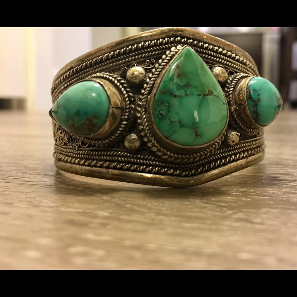 Authentic Silver & Turquoise Native American Cuff